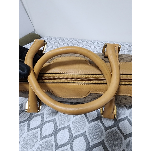 GUCCI Vintage Canvas Leather Boston GG Monogram Satchel Bag Brown/Beige - Picture 8 of 13